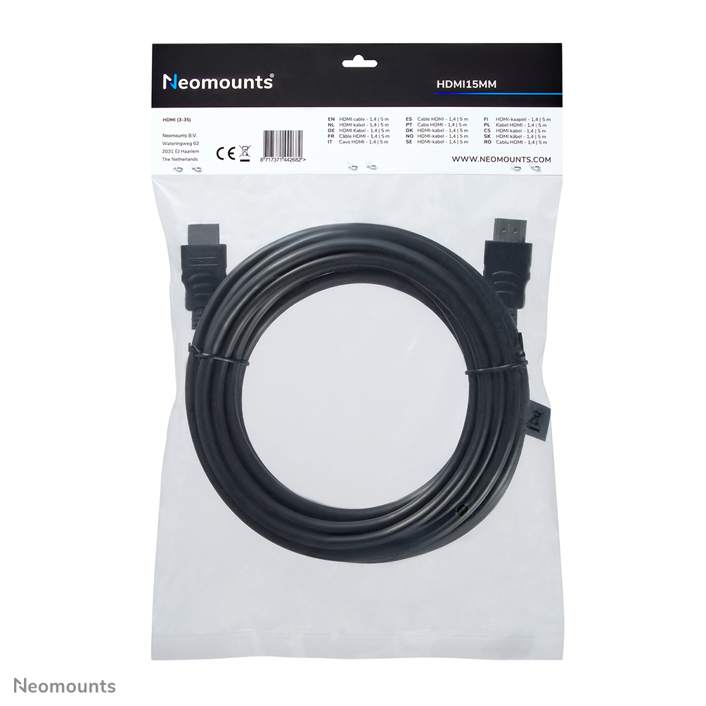 Neomounts HDMI15MM HDMI Kabel - 5 Meter